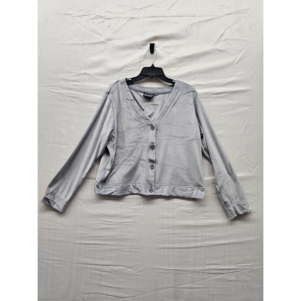 Jockey‎ Generation Womens XL Velour Cardigan Gray Button Front Sleep Lounge Top
